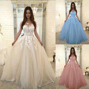 2019 European and American Cross-Border Women's Clothing Aliexpress Wish Amazon Ebay Lace Wedding Dress Long Dress Vacation Style Wedding Dress