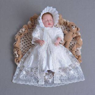 208-European and American court style lace dress wash dress baby princess dress baby wedding dress three-piece suit hat