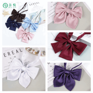 JK Japanese Bow Tie Diamond Silk Fabric Rabbit Ear Collar Multicolor Uniform Bow