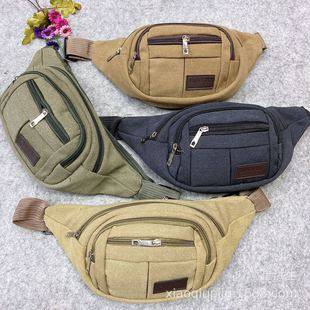 Leisure outdoor sports canvas waist bag multifunctional storage shoulder chest bag outdoor fitness anti-theft retro collection bag