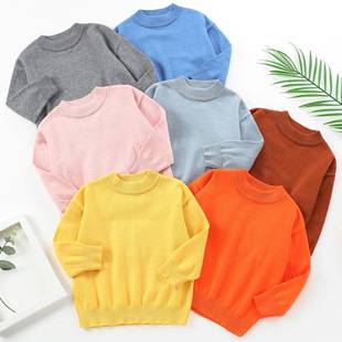 2026 Children's Spring and Autumn Sweater Baby Base Layer Knitted Sweater for Older Children Pure Cotton Warm Knitwear for Boys and Girls