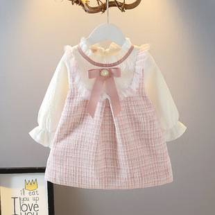 Children's Clothing Girls' Velvet Dress 2025 Winter Clothing Thickeneded Small Fragrant Princess Dress Baby Fake Two-Piece Dress Dropshipping