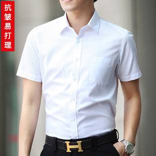 Summer Youth Men's Short-sleeved White Shirt Work Clothes Professional Work Wear Slim-fit White Shirt Business Casual Dress