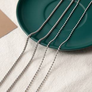 Square pearl chain titanium steel jewelry pendant chain 3mm thick chain stainless steel round bead chain non-fading hanging chain wholesale