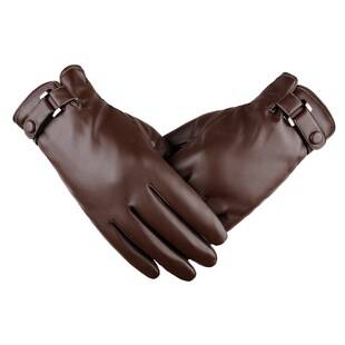 Autumn and Winter Gloves for Men, Touchscreen Leather Gloves, Faux Leather, Washed Leather, Pu, Cycling, Driving, Fleece-Lined, Warm, Export Gloves
