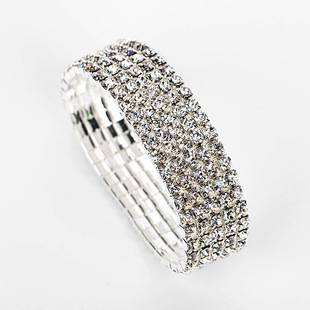 Korean Version of Classic Stylish Fashion Trendy Women's Elastic Rubber Band Elastic Full Diamond Bracelet Bracelet Jewelry Wholesale B053