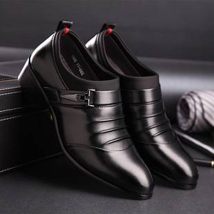 Spring and Autumn Men's Casual Leather Shoes with 5cm Inner Height, Trendy Men's Shoes, Business Formal Casual Shoes, British Pointed Toe Shoes Wholesale