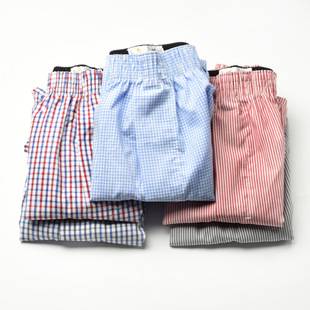 Cross-Border Exclusive Supply of Men's Cotton Plaid Loose-Fitting Boxer Shorts, Three-Quarter Length Home Shorts, Woven Aro Shorts