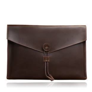 SOURCE Factory genuine leather business briefcase A4 paper large capacity file office bag Crazy Horse kraft bag one-piece delivery