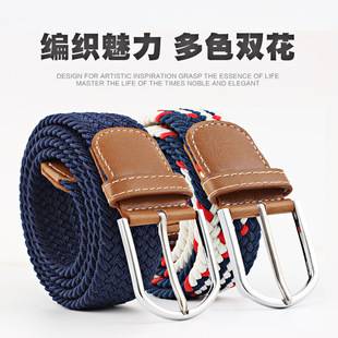 Network explosions ladies canvas belt men's elastic belt leisure elastic knitted buckle belt wholesale