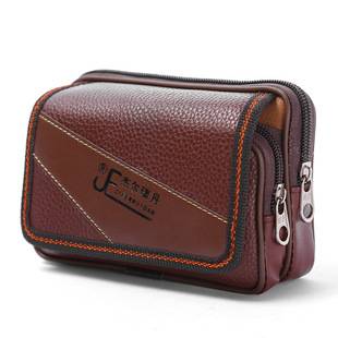 Factory wholesale men's elderly wear belt mobile phone waist bag horizontal PU leather multi-functional change key case Jeldan