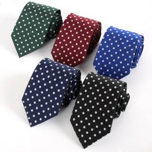 Polka dot tie men's 8cm jacquard spot wholesale school professional wear black polka dot wine Red men's formal business
