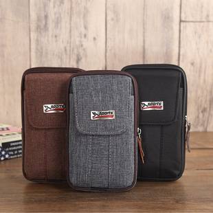 New Men's Waist Bag, Mobile Phone Bag, Casual Belt Bag, Canvas Mobile Phone Waist Bag, Multi-Functional Horizontal and Vertical Waist Bag