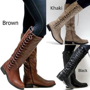 40-43 Autumn and Winter High-Top Knight Boots Wish Amazon Aliexpress Style European and American Fashion Women's Leather Boots
