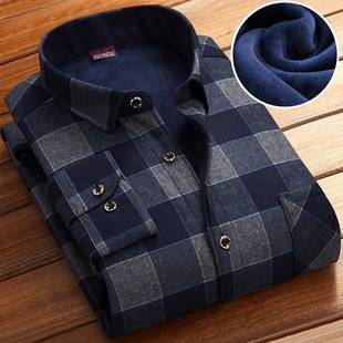 Jin Dun Gong Ma Autumn and Winter Warm Shirt Men's Fleece-lined Thickened Warm Shirt Men's Middle-aged and Elderly Business Dad Clothes