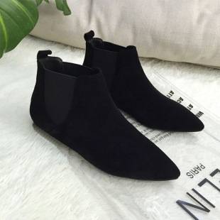 2024 Autumn and Winter New Pointed Toe British Casual Short Boots Women's Fashion Martin Boots Flat Sleeve Naked Boots and Ankle Boots Trbottomy