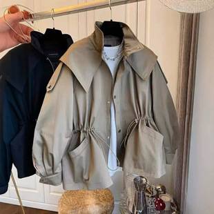 In-Stock 26 Autumn Cross-Border High-Neck Zip-Up Jacket for Women, Loose Fit, Solid Color, Street Style Trendy Outerwear, Fashion Trend