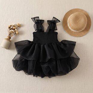 Girls' 2026 Summer New Children's Dress Little Girl's Strap Puffy Dress Baby Princess Dress Gown