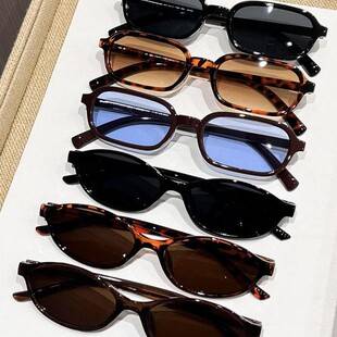6 pairs of cross-border small-frame sunglasses for men and women, high-end vacation square sunshade glasses, versatile street style cat-eye sunglasses