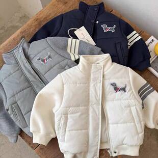 Little Bear Children's Quilted Jacket 2026 Winter Boys' Tb Trendy Brand Jacket Baby Toddler Warm Baseball Jacket Cotton Coat