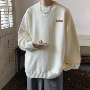 Teenager Knitwear Men's Autumn and Winter Lazy Style High-End Trendy Brand Loose Round Neck Men's Inner Layering Knitwear