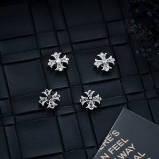 Retro Cross Zircon Full Diamond Magnetic Ear Clips for Men and Women, Unique Minimalist Style, Niche Light Luxury Ear Jewelry Wholesale