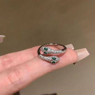 Green Eyes Snake Ring Ins Snake Niche Light Luxury High-end Open Niche Design Ring Women's Personalized All-match