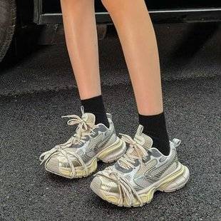 Women's Dad Shoes 2025 Autumn New Fashion Thick-Soled Height-Increasing Breathable Casual Shoes Versatile Trendy Sports Shoes for Women