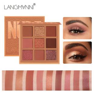 Langmanni Nine-Grid Eyeshadow Palette Pearlescent Matte Long-Lasting Non-Fading Eyeshadow Cross-Border Makeup
