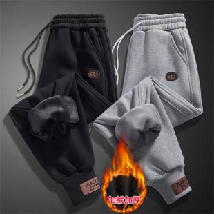 Men's Fleece-Lined Pants, Thickened Long Pants for Autumn and Winter, Warm Jogger Sweatpants, Loose Fit, Plus Size, Versatile Casual Pants