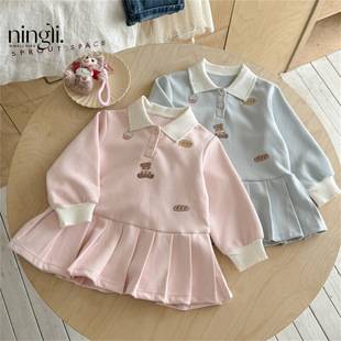Ningli Girls' Dress Autumn New Stylish Baby Girl Princess Dress Preppy Style Kidsren's Polo Dress Spring and Autum