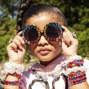 New Cross-Border Kidsren's Round Frame Bling Sunglasses Fashionable Kidsren's Sunglasses Baby Beach Diamond Glasses