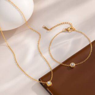 Simple Mini Single Diamond Titanium Steel Necklace Women's TikTok Explosive Fashion Jewelry Pendant Accessories Collarbone Chain Necklace