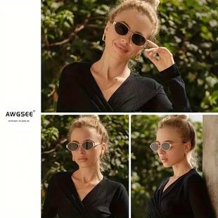 2026 New Style Hong Kong Style Cool and Stylish Sunglasses for Women, High-End Retro Oval Metal Small Frame Old Money Style Sunglasses H