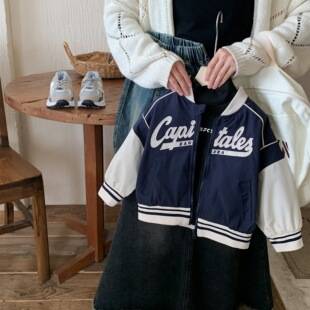 Muye Children's Autumn Jacket Versatile Kids' Clothing Boys' Korean Style Baseball Jacket Color-Block Top Baby Casual Jacket Trendy