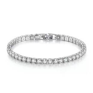 Versatile and Stylish Single-Row Diamond Bracelet for Women, Featuring a High-End Copper Design with a Luxurious Feel, Perfect as a Couple's Gift, Fully Adorned with Diamonds, an Elegant Accessory