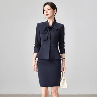 Elegant women's suit for spring and autumn, suitable for jewelry stores, hotel front desk reception, formal attire for real estate sales department, workwear for winter