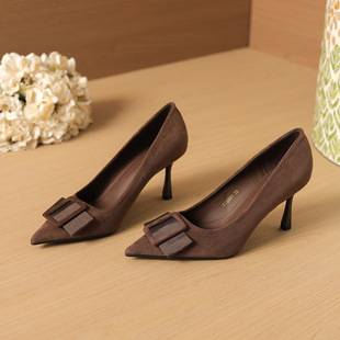 8801-238B Fashionable and High-End, Light Luxury, Comfortable High-Heeled Pointed-Toe Versatile Women's Black Shoes 8Cm6Cm