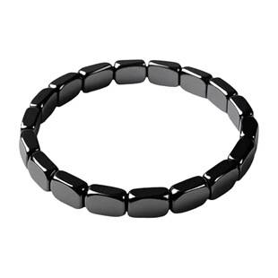 Men's Fashion Black Gallstone Bracelet, Geometric Beaded Unisex Elastic Trendy Accessory, 20cm Circumference