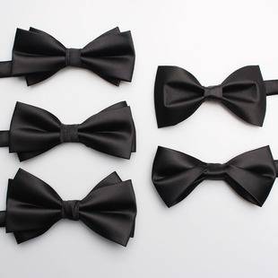 2025 Spring and Summer New Solid Color Black Bow Tie Men's Groom and Best Man Wedding Bow Tie Manufacturer Spot Wholesale