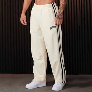 Cross-Border Hot-Selling Men's Sports Pants with Double Stripe 3D Print, Casual Pants for Gym and Fitness, Mid-Waist Straight-Leg Pants
