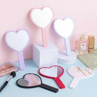 Wholesale love handle mirror portable handheld mirror Girls cute small mirror diy beauty gift dressing mirror