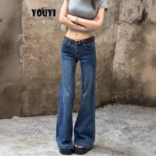 American Retro Low-Waist Flared Jeans for Women, 2025 Autumn New Slim-Fit Stretchy Petite Flared Pants