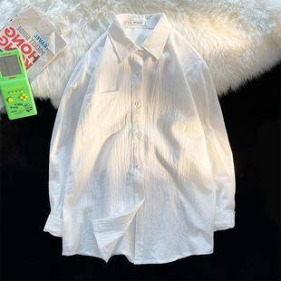 Linen Shirt Men's Long-Sleeved Loose Casual Spring & Fall Thin Inner Jacket Men's Trendyy Clothes Cotton and Linen Shirt Size