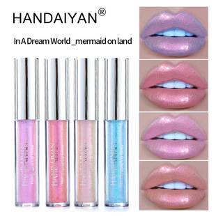 Cross-Border Pearlescent Lip Gloss Mermaid Princess Handaiyan Long-Lasting Moisturizing Dazzling Color Polarized Lip Gloss Lip Glaze