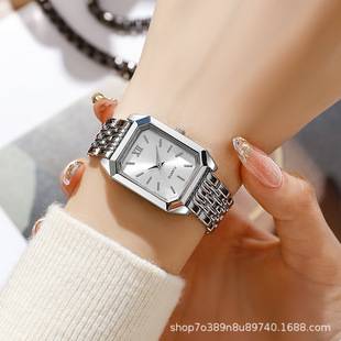 Simple and Versatile Square Quartz Watch, Exquisite Ins-Style Steel Band Fashion Quartz Watch, Fashionable Light Luxury Student Watch for Women