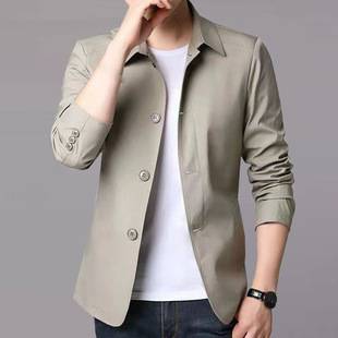 Trendy Luxury Men's Jacket for Spring and Autumn, Business Casual Style with Turn-Down Collar and Buttons for Middle-Aged Men