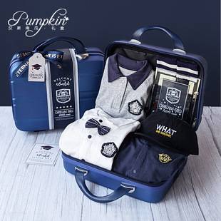 Baby gift box college style suit new born male baby spring, summer, autumn and winter blue full moon one hundred days old