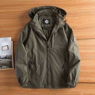 Men's Outdoor Windbreaker Jacket Spring and Autumn Tech Three-Proof Casual Loose Hooded Professional Windproof Jacket