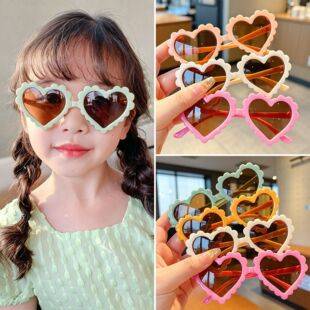 New Style Children's Heart-Shaped Sunglasses, Fashionable Baby Sunglasses, Cute Girl's Special-Shaped Heart Glasses, Multi-Color Matching Glasses